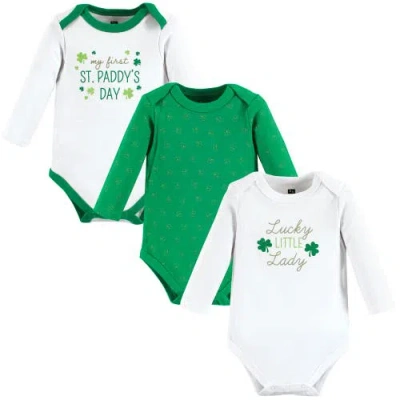 Hudson Baby Infant Breathable Cotton Long-sleeve Bodysuit Bundle 3 Count In White