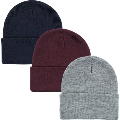 Hudson Baby Kids'  Knitted Fold-over Beanies In Black