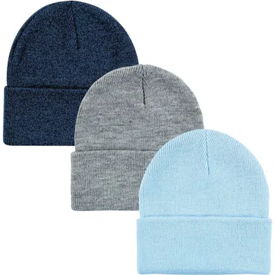Hudson Baby Kids'  Knitted Fold-over Beanies In Neutral