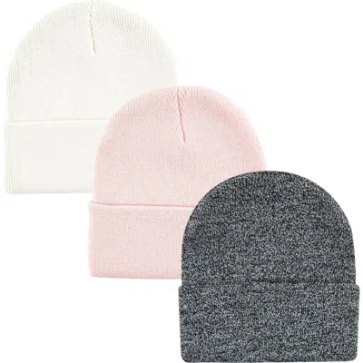 Hudson Baby Kids'  Knitted Fold-over Beanies In Burgundy