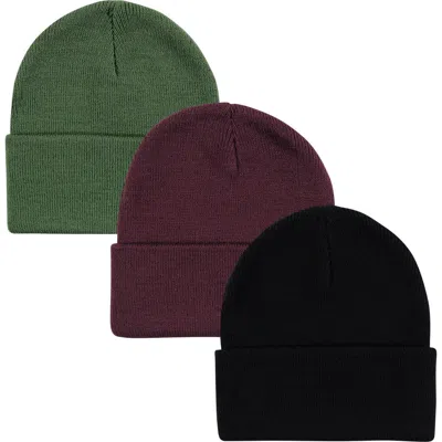 Hudson Baby Kids'  Knitted Fold-over Beanies In Multi