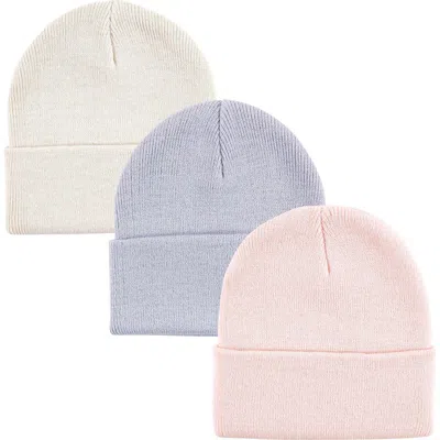Hudson Baby Kids'  Knitted Fold-over Beanies In Burgundy