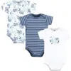 Hudson Baby Little Soft Cotton All-in-one Outfits, Set Of 3 In Blue