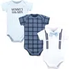 Hudson Baby Little Soft Cotton All-in-one Outfits, Set Of 3 In Blue