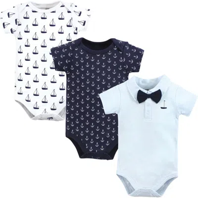 Hudson Baby Little Soft Cotton All-in-one Outfits, Set Of 3 In Multi