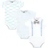 Hudson Baby Little Soft Cotton All-in-one Outfits, Set Of 3 In White
