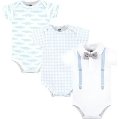 Hudson Baby Little Soft Cotton All-in-one Outfits, Set Of 3 In White