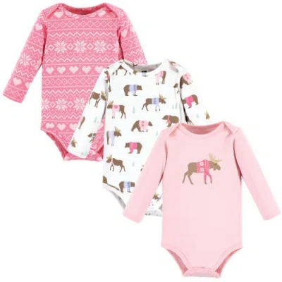 Hudson Baby Little Soft Cotton Long-sleeve One-piece 3pk