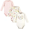 Hudson Baby Little Soft Cotton Long-sleeve One-piece 3pk