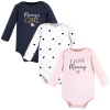 Hudson Baby Little Soft Cotton Long-sleeve One-piece 3pk