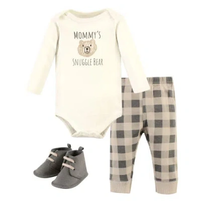 Hudson Baby Kids'  Long Sleeve Bodysuit, Pants And Shoe In Gray