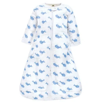 Hudson Baby Long Sleeve Muslin Sleeping Bag, Wearable Blanket, Sleep Sack In White