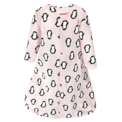 Hudson Baby Long Sleeve Plush Flannel Sleeping Bag In Pink