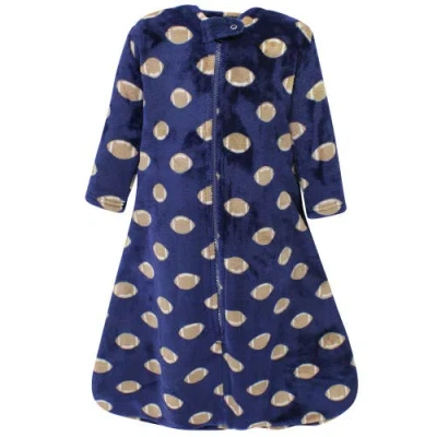 Hudson Baby Long-sleeve Plush Flannel Sleeping Bag In Blue