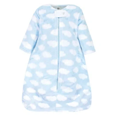 Hudson Baby Long-sleeve Plush Flannel Sleeping Bag In Blue