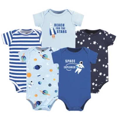 Hudson Baby Multipack Of 5 Comfortable Cotton Bodysuits In Blue