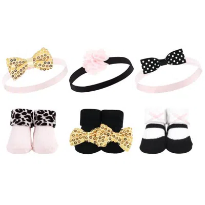 Hudson Baby Perfect Pair Headband & Socks Gift Pack (baby) In Gold Sequin