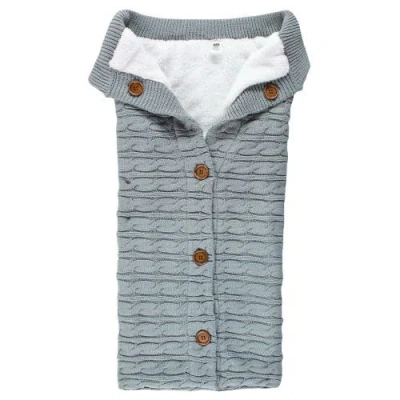 Hudson Baby Plush Knitted Fluffy Stroller & Lounge Baby Snuggle Wrap In Gray