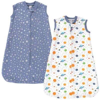 Hudson Baby Premium Quilted Sleeveless Sleeping Bag And Wearable Blanket In Blue