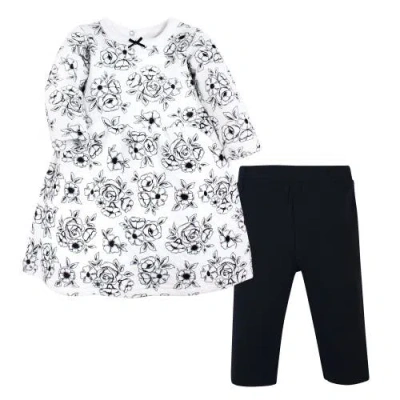 Hudson Baby Quilted Cotton Dress And Leggings In Black