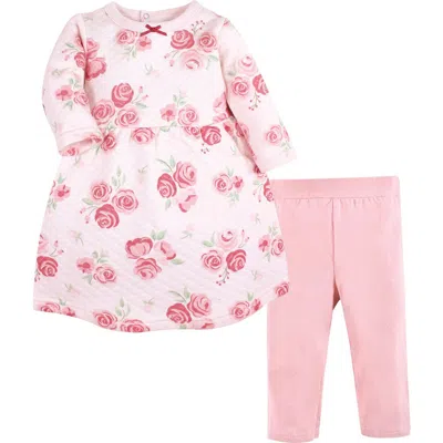 Hudson Baby Quilted Cotton Dress And Leggings In Multi