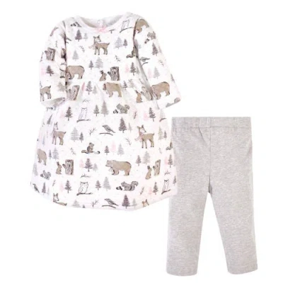 Hudson Baby Quilted Cotton Dress And Leggings In Multi
