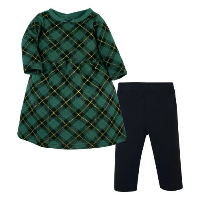 Hudson Baby Quilted Cotton Dress And Leggings In Multi
