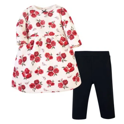 Hudson Baby Quilted Cotton Dress And Leggings In Red