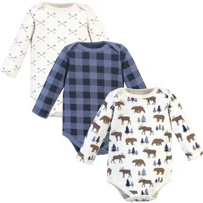 Hudson Baby Quilted Long Sleeve Cotton Bodysuits In Multi