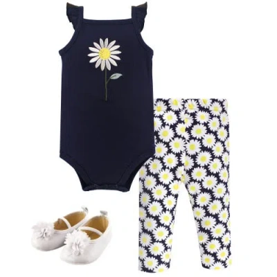 Hudson Baby Soft Cotton Collection Bodysuit, Pants, And Footwear Collection In Blue