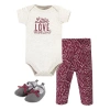 Hudson Baby Soft Cotton Collection Bodysuit, Pants, And Footwear Collection In Burgundy