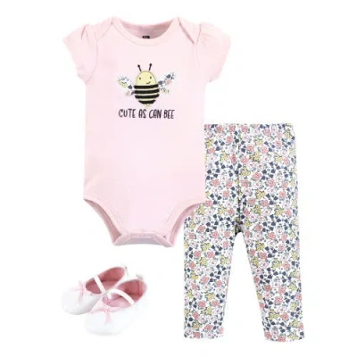 Hudson Baby Soft Cotton Collection Bodysuit, Pants, And Footwear Collection In Pink