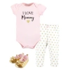 Hudson Baby Soft Cotton Collection Bodysuit, Pants, And Footwear Collection In Pink