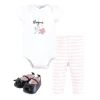 Hudson Baby Soft Cotton Collection Bodysuit, Pants, And Footwear Collection In Pink