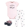 Hudson Baby Soft Cotton Collection Bodysuit, Pants, And Footwear Collection In Pink