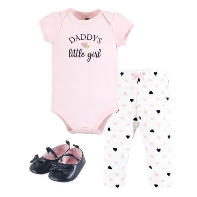 Hudson Baby Soft Cotton Collection Bodysuit, Pants, And Footwear Collection In Pink