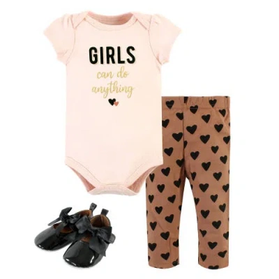 Hudson Baby Soft Cotton Collection Bodysuit, Pants, And Footwear Collection In Pink