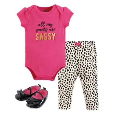 Hudson Baby Soft Cotton Collection Bodysuit, Pants, And Footwear Collection In Pink