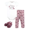 Hudson Baby Soft Cotton Collection Bodysuit, Pants, And Footwear Collection In Purple