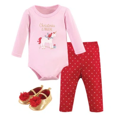 Hudson Baby Soft Cotton Collection Bodysuit, Pants, And Footwear Collection In Red