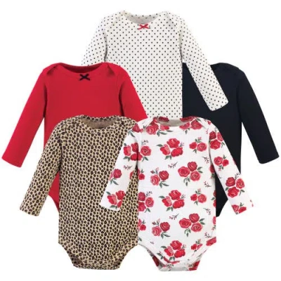 Hudson Baby Soft Cotton Long-sleeve Bodysuits In Multi