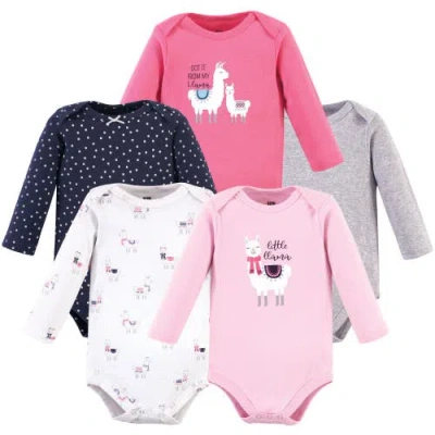 Hudson Baby Soft Cotton Long-sleeve Bodysuits In Pink
