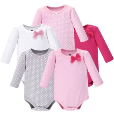 Hudson Baby Soft Cotton Long-sleeve Bodysuits In Pink