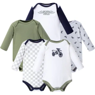 Hudson Baby Soft Cotton Long-sleeve Infant Bodysuit Bundle In Multi