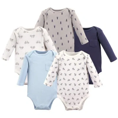 Hudson Baby Soft Cotton Long-sleeve Infant Bodysuit Bundle In White