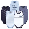 Hudson Baby Soft Cotton Sleeveless Bodysuits In Blue