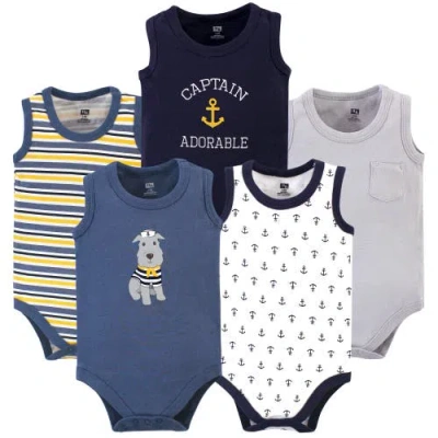 Hudson Baby Soft Cotton Sleeveless Bodysuits In Blue