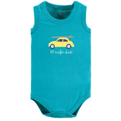 Hudson Baby Soft Cotton Sleeveless Bodysuits In Blue