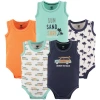 Hudson Baby Soft Cotton Sleeveless Bodysuits In Multi