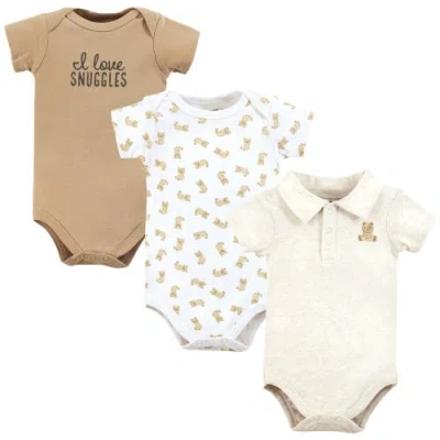 Hudson Baby Triple Pack Of Essential Cotton One-piece Rompers In Multi